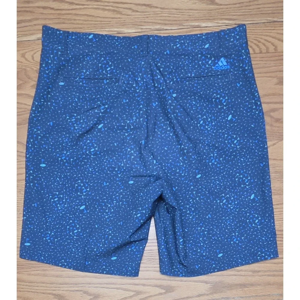 Adidas Golf Shorts Mens Sz. 38 Blue Golf Print Classic Flat Fast Dry Wicking